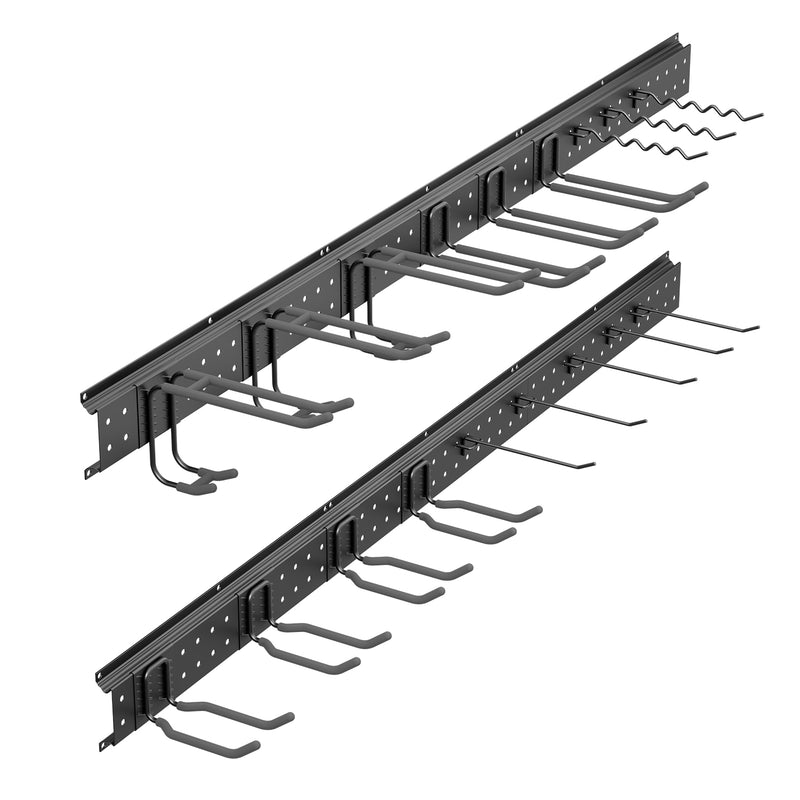 STORKING Garage Tool Organizer Wall Mounted, Heavy Duty Rack with Hooks for Garden Tools