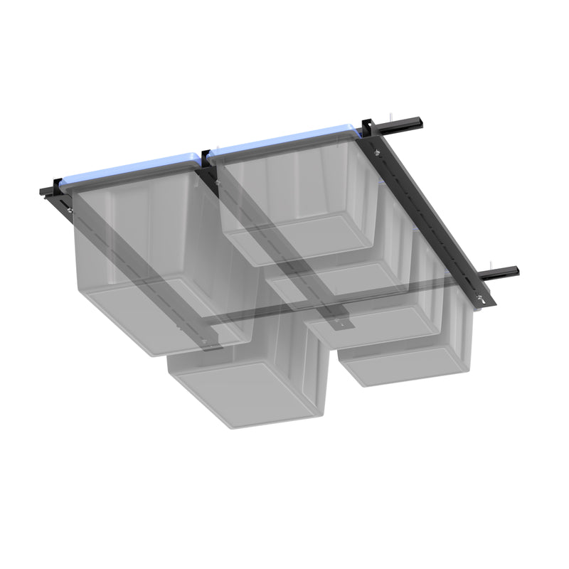STORKING 48"x48" Adjustable Overhead Tote Storage Rail System for Storage Bins Organization