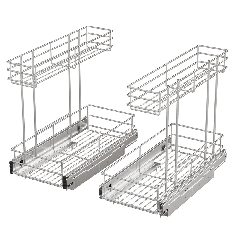 Storking Under Sink Organizer, Pull Out Cabinet Organizer 2 Tier, Under Sink Slide Out Chrome Plated, Under Kitchen Bathroom Organizer, Pantry Cabinet Closet Organization Rack