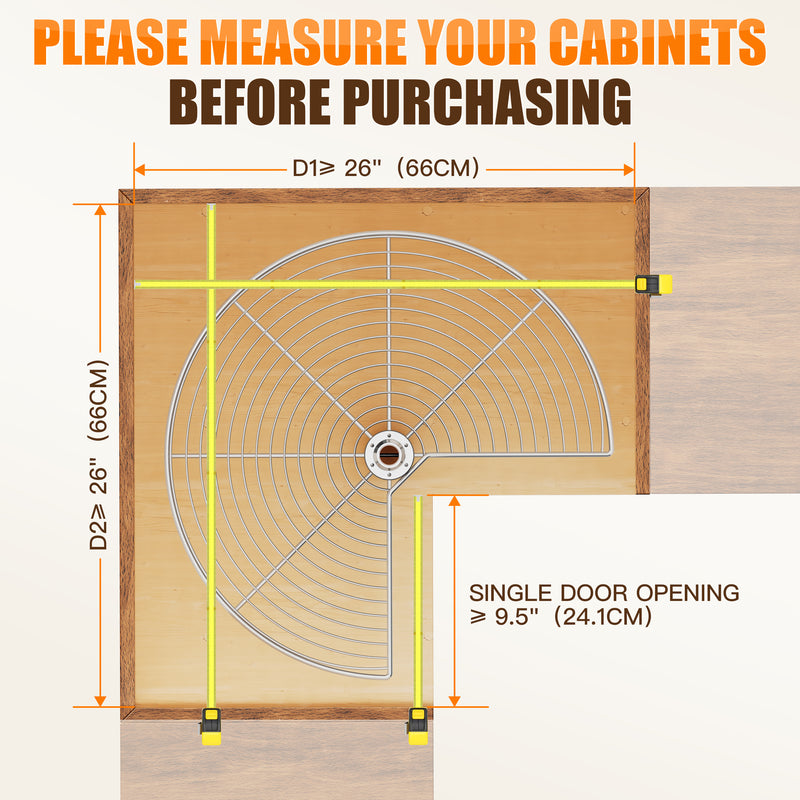 STORKING 32" Corner Cabinet Lazy Susan,33Lbs Load Capacity for Organization