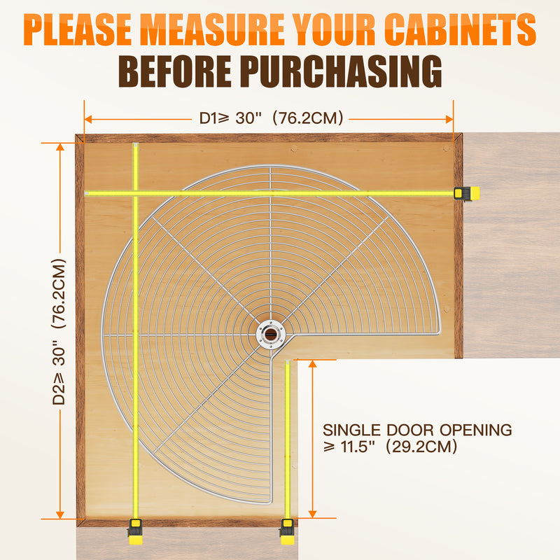 STORKING 32" Corner Cabinet Lazy Susan,33Lbs Load Capacity for Organization
