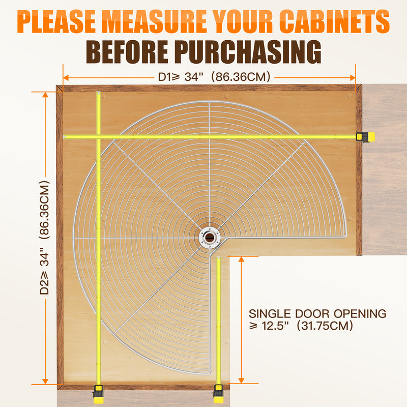 STORKING 32" Corner Cabinet Lazy Susan,33Lbs Load Capacity for Organization
