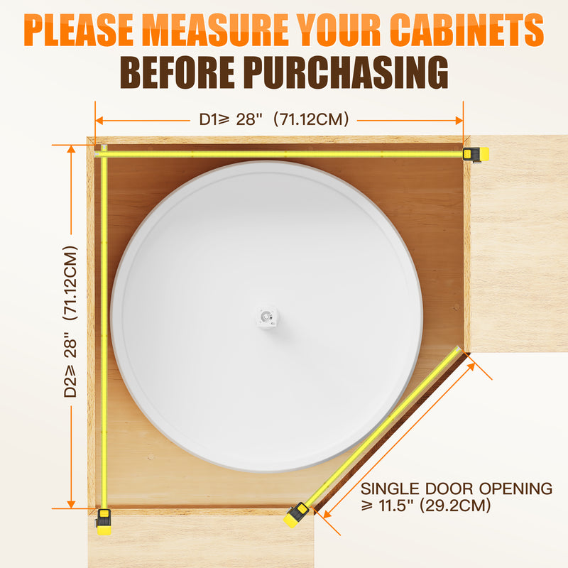 STORKING 28" Lazy Susan for Cabinet,30Lbs Single Layer Load for Organization