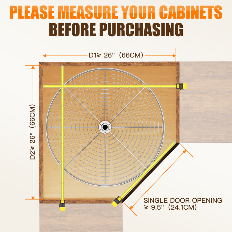 STORKING 32" Corner Cabinet Lazy Susan,33Lbs Load Capacity for Organization