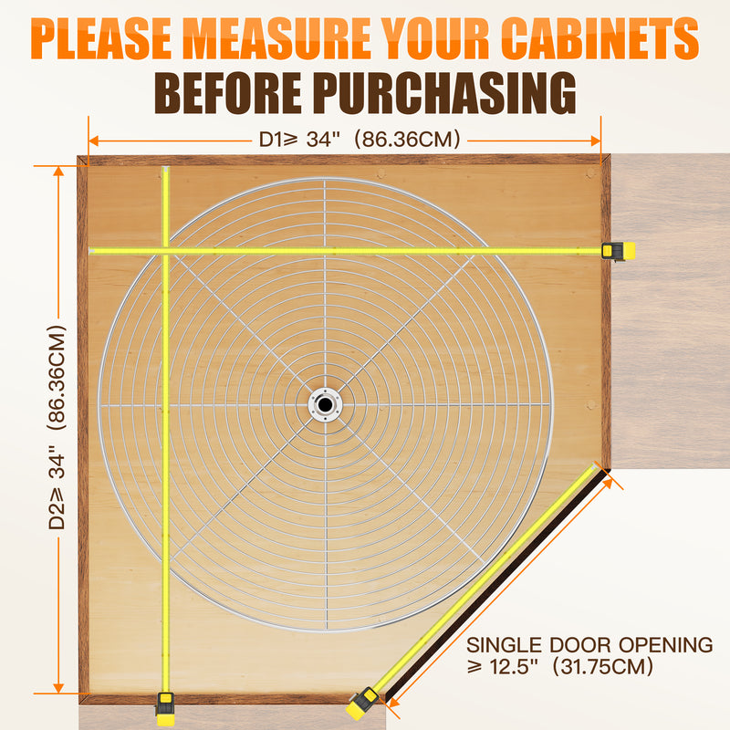 STORKING 32" Corner Cabinet Lazy Susan,33Lbs Load Capacity for Organization