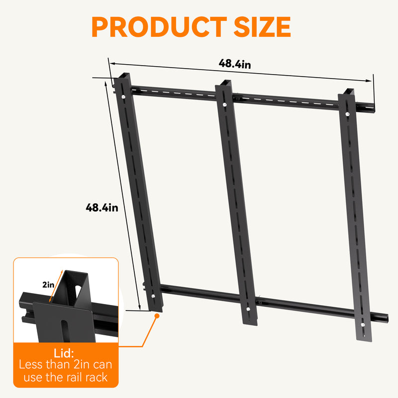 STORKING 48"x48" Adjustable Overhead Tote Storage Rail System for Storage Bins Organization
