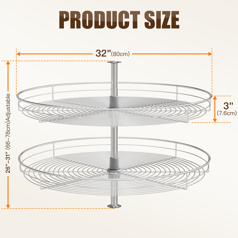 STORKING 32" Corner Cabinet Lazy Susan,33Lbs Load Capacity for Organization