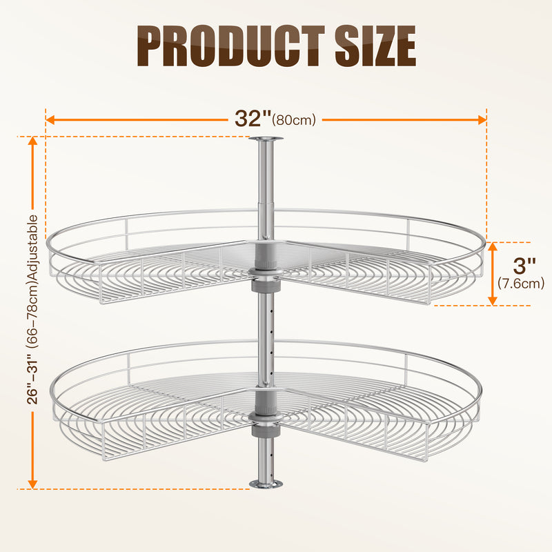 STORKING 32" Corner Cabinet Lazy Susan,33Lbs Load Capacity for Organization