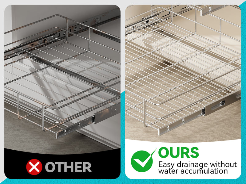 Pull Out Cabinet Organizer , Slide Out Drawers For Kitchen Organizers and Storage, Pull Out Drawers For Cabinets Capacity Heavy Duty Caddy, Cabinet Shelves Chrome-Plated, Bathroom Pantry