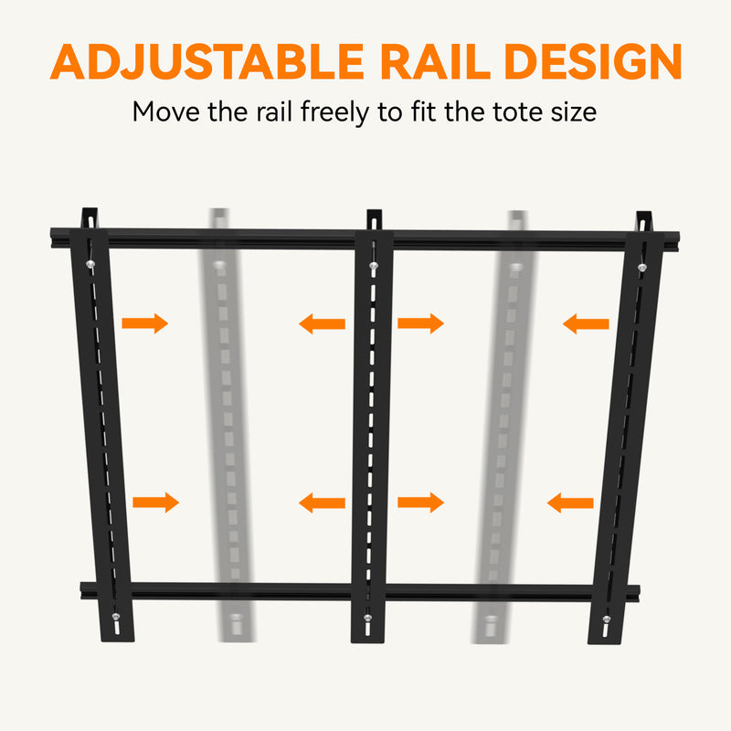 STORKING 48"x48" Adjustable Overhead Tote Storage Rail System for Storage Bins Organization