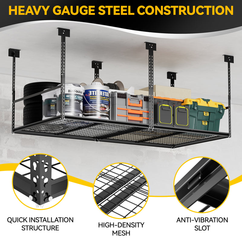 Overhead Garage Storage Rack, 28-41 inch Height Adjustable Ceiling Mounted Organization Rack