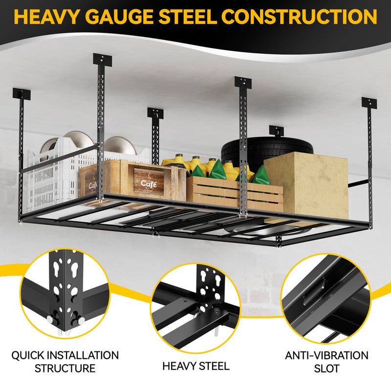 Overhead Garage Storage Rack, 28-41 inch Height Adjustable Ceiling Mounted Organization Rack