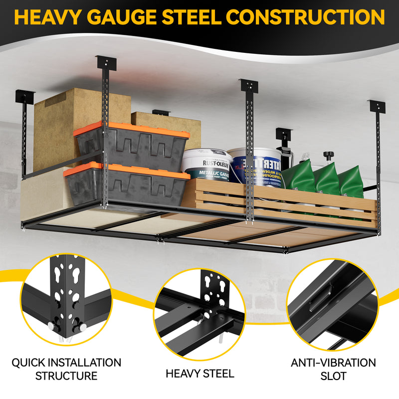 Overhead Garage Storage Rack, 28-41 inch Height Adjustable Ceiling Mounted Organization Rack