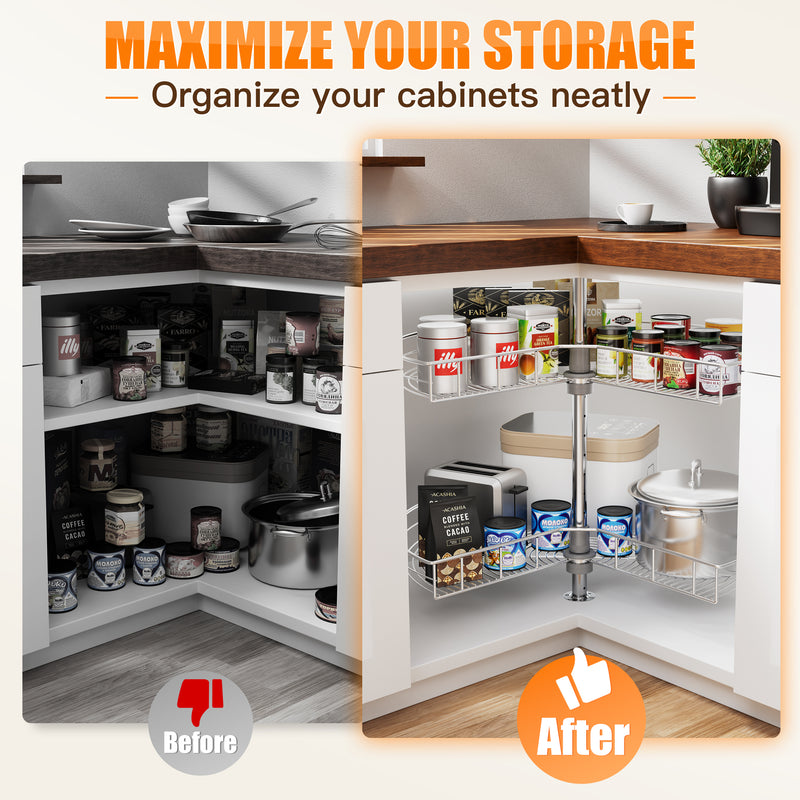 STORKING 32" Corner Cabinet Lazy Susan,33Lbs Load Capacity for Organization
