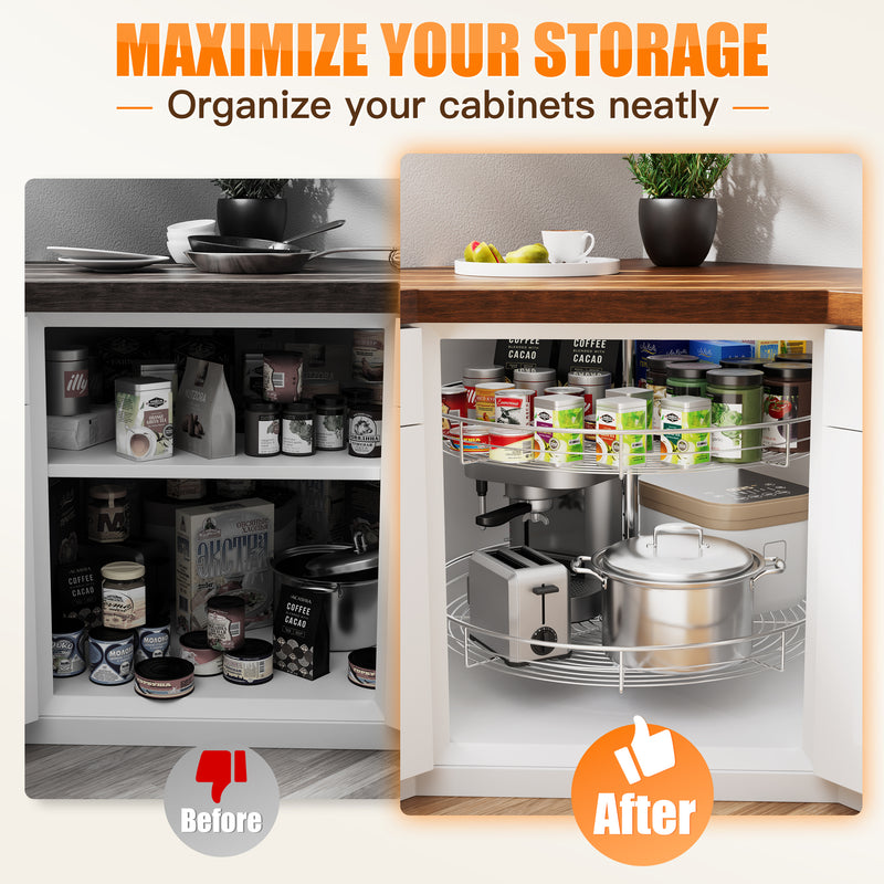 STORKING 32" Corner Cabinet Lazy Susan,33Lbs Load Capacity for Organization