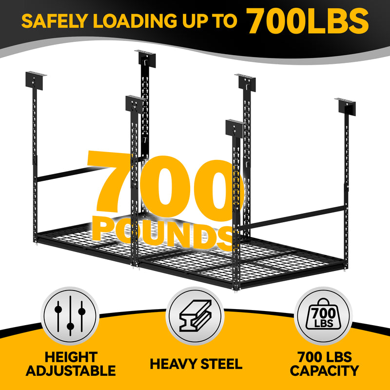 Overhead Garage Storage Rack, 28-41 inch Height Adjustable Ceiling Mounted Organization Rack