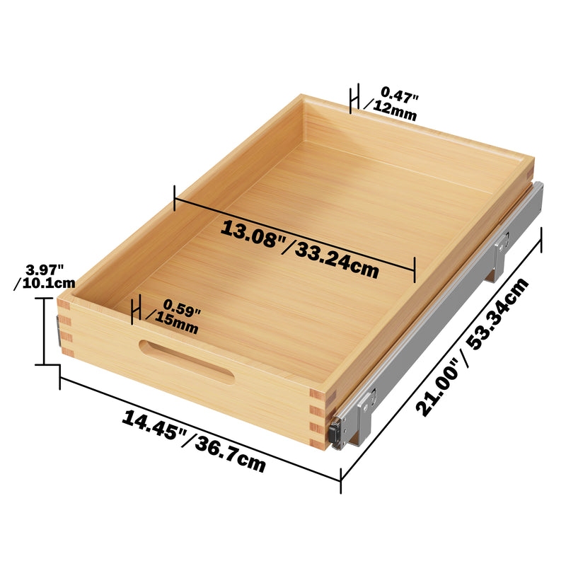 STORKING 2 Tier Pull Out Drawers for Cabinets, Heavy-Duty Slide Out Wood Drawer Shelf