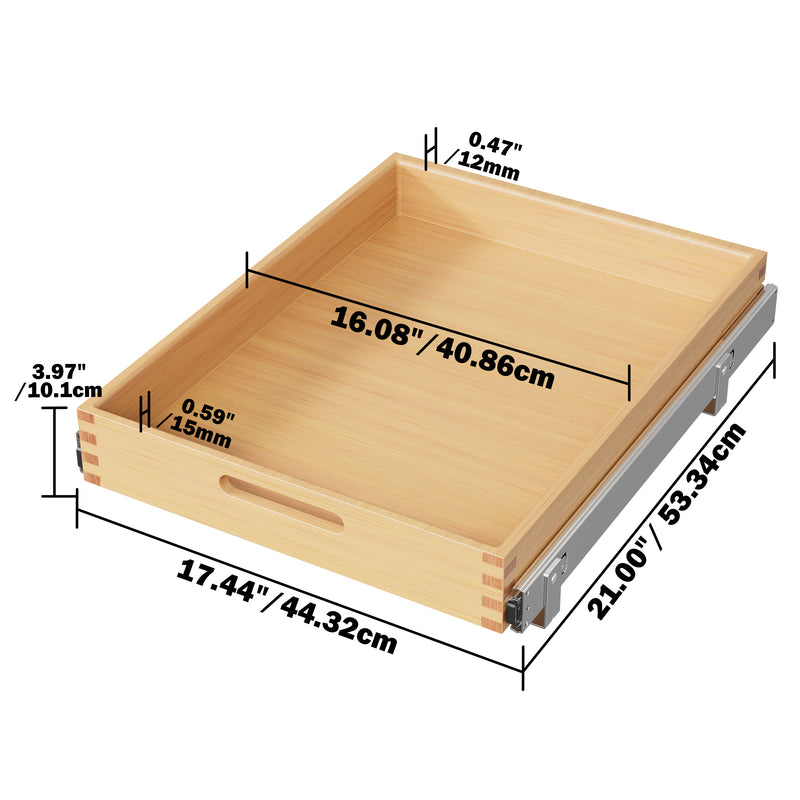 STORKING 2 Tier Pull Out Drawers for Cabinets, Heavy-Duty Slide Out Wood Drawer Shelf