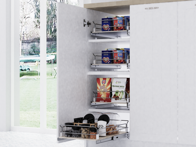 Pull Out Cabinet Organizer, Slide Out Drawers For Kitchen Organizers and Storage, Pull Out Drawers For Cabinets Capacity Heavy Duty Caddy, Cabinet Shelves Wood Chrome, Pantry Storage