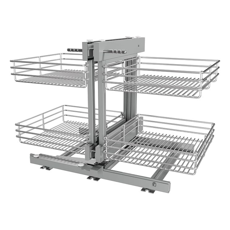 STORKING Blind Corner Cabinet Pull Out 2 Tier, Left & Right Blind Corner Cabinet Organizer, Cabinet Pull Out 4 Shelves, Chrome, Slide Out Drawers for Kitchen or Bathroom Cabinets