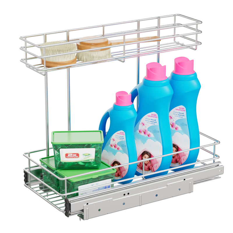 Storking Under Sink Organizer, Pull Out Cabinet Organizer 2 Tier, Under Sink Slide Out Chrome Plated, Under Kitchen Bathroom Organizer, Pantry Cabinet Closet Organization Rack