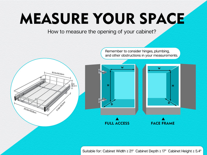 STORKING Pull Out Cabinet Organizer , Slide Out Drawers For Kitchen Organizers and Storage,Chrome-Plated