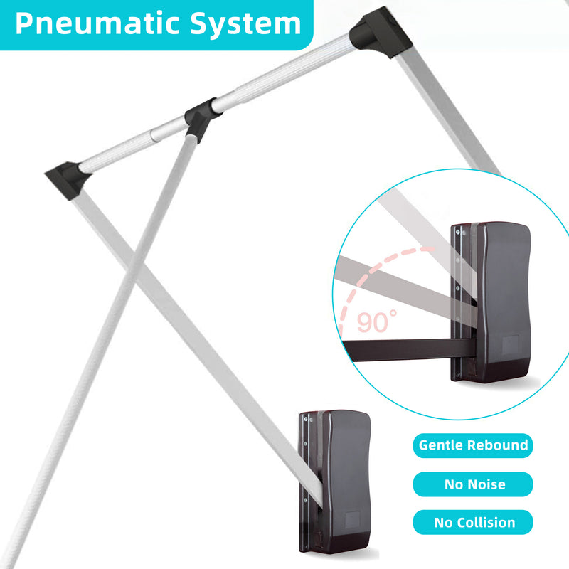 STORKING Pull Down Closet Rod, Adjustable Side Mounted Closet for Kitchen Bedroom High Cabinets, Chrome, Two-Way Buffering Side, Heavy Duty Load Capacity