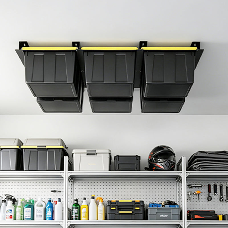 STORKING Ceiling Storage Bin Rack, Overhead Tote Storage Rail System