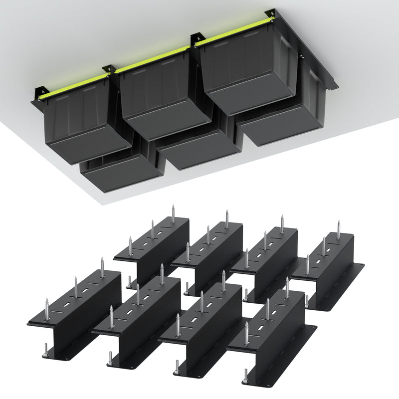 STORKING Ceiling Storage Bin Rack, Overhead Tote Storage Rail System