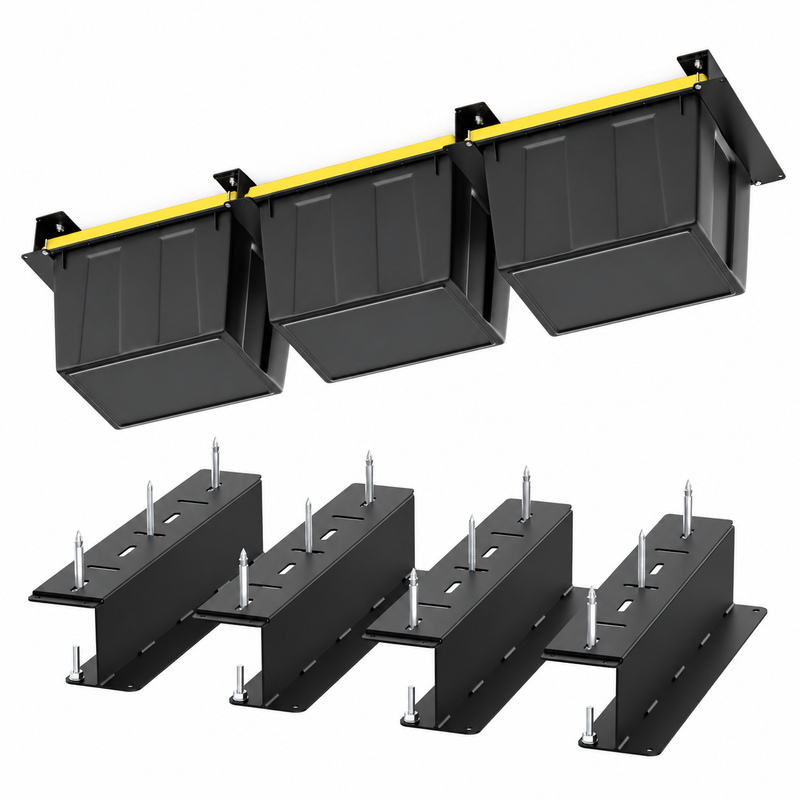 STORKING Ceiling Storage Bin Rack, Overhead Tote Storage Rail System