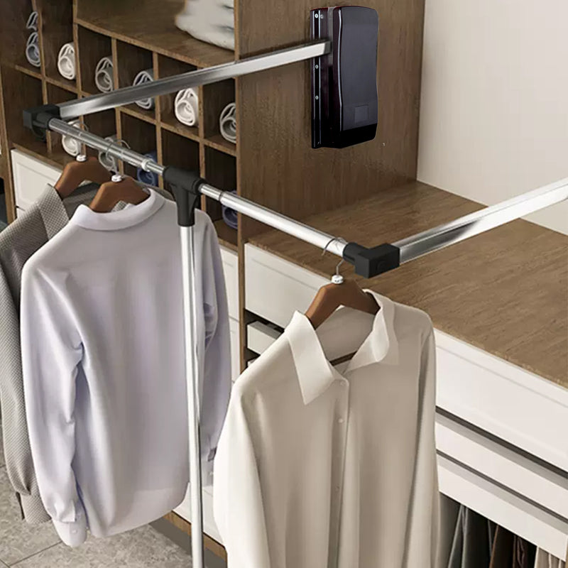 STORKING Pull Down Closet Rod, Adjustable Side Mounted Closet for Kitchen Bedroom High Cabinets, Chrome, Two-Way Buffering Side, Heavy Duty Load Capacity