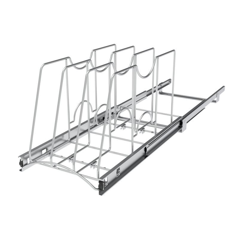 STORKING Pull Out Cookie Sheet Organizer for Cabinet, Pan and Pot, Cutting Board, Bakeware, Tray Organizer Rack, Sliding Rack- Heavy Duty, Adjustable Divider Width, Chrome