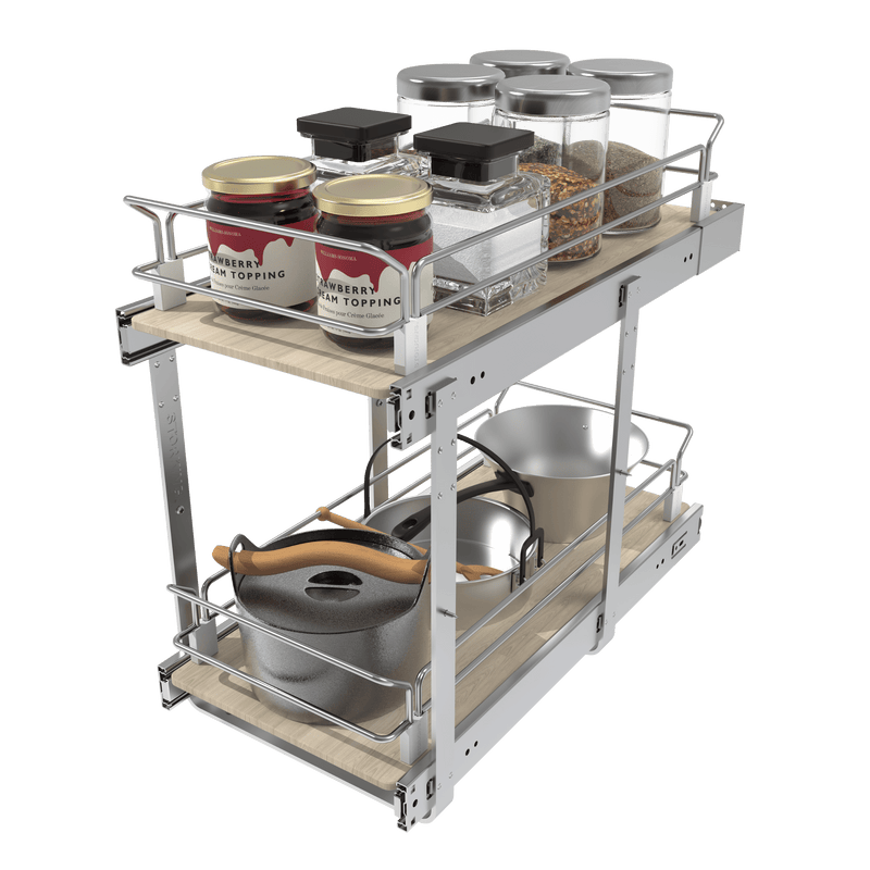 Pull Out Cabinet Organizer, Slide Out Drawers For Kitchen Organizers and Storage, Pull Out Drawers For Cabinets Capacity Heavy Duty Caddy, Cabinet Shelves Wood Chrome, Pantry Storage
