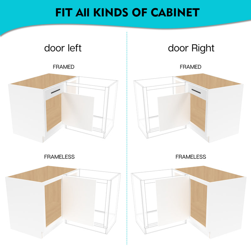 STORKING Blind Corner Cabinet Pull Out 2 Tier, Left & Right Blind Corner Cabinet Organizer, Cabinet Pull Out 4 Shelves, Chrome, Slide Out Drawers for Kitchen or Bathroom Cabinets