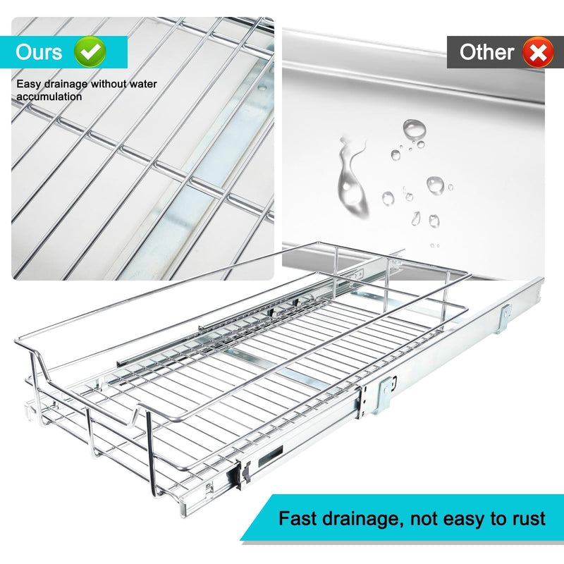 Pull Out Cabinet Organizer , Slide Out Drawers For Kitchen Organizers and Storage, Pull Out Drawers For Cabinets Capacity Heavy Duty Caddy, Cabinet Shelves Chrome-Plated, Bathroom Pantry